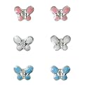 Kids? Sterling Silver Butterfly Set - White, Pink, Blue