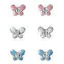 Kids? Sterling Silver Butterfly Set - White, Pink, Blue