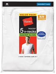 Mens Hanes 5 Pack ComfortSoft V-Neck Undershirts - 777P5