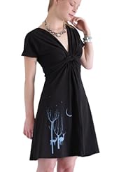 A-line Knee Length Lace-Up Applique Animal Print Cotton/Spandex Cap Sleeves Short Sleeves  Dress With a Sash 