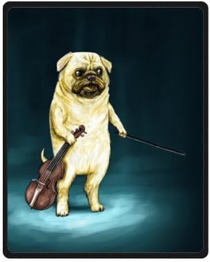 Music Pug And Violin Dog Fleece Plush Blanket 40" x 50" (Small) Unique Design