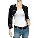 Plus Size Black Long Sleeve Lace Cropped Bolero Shrug