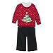 BT Kids Dot Sweater With White Knit Top And Black Uncut Corduroy Pants Red, 3-6 Months