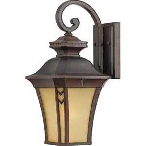 Quoizel NF8408TB Norfolk 16-1 2-Inch Medium Wall Lantern with Amber Glass, Terra Bronze by 