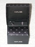 Men's Silk Necktie (Gift Set) Black with small Silver Elephant pattern