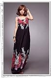 大人 キュート ペーズリー柄 マキシ丈 ワンピース ブラック