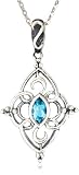 Sterling Silver Star-Shaped Celtic Blue Topaz Pendant with Silver Chain, 18.5"