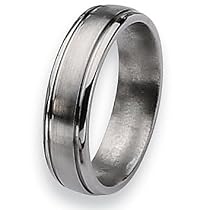 Ridged Edge Brushed and Polished Titanium Ring (6.0 mm) - Sizes 7.5-12.5