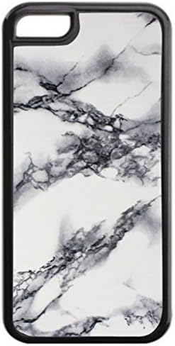 Marble-Look Case for the APPLE IPHONE 5, 5s-Hard Black Plastic Outer Case with Tough Black Rubber Lining