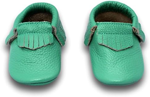 BirdRock Baby Moccasins Leather - Boys and Girls Shoes for Infants, Babies, and Toddlers (Infant | 0-6 Months | US 2, Seafoam Green)