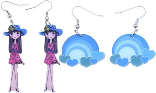 2 Super Cute Pairs of Kawaii Anime Girls &amp; Rainbows Cosplay Earrings from Jenna Lyn