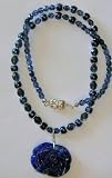 Blue Rose Glass Bead Necklace Handcrafted 41n Eucab%2BL. SL160 Blue Rose Glass Bead Necklace Handcrafted