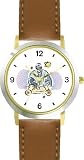 Man Reading Torah Judaica Jewish Theme - WATCHBUDDY&reg; DELUXE TWO-TONE THEME WATCH - Arabic Numbers - Brown Leather Strap-Size-Large ( Men's Size or Jumbo Women's Size )