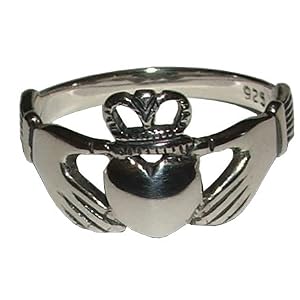 Silver Celtic Irish Claddagh Ring Size I