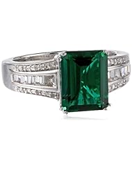 Sterling Silver Octagon Created White Sapphire Diamond Ring, Size 7