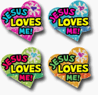 DAZZLE STICKERS JESUS LOVES 120/PK