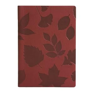 Burgundy Embossed Nature Leather Journal - Lined Pages, 6" x 8"