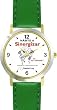 Habit 6 - Synergize (Spanish Text) - DELUXE TWO-TONE WATCH from THE 7 HABITS - WATCH COLLECTION BY WATCHBUDDY&reg; - Arabic Numbers - Green Leather Strap-Size-Women's Size-Small