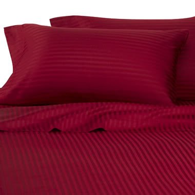 ITALIAN 1000 Thread Count Egyptian Cotton Sheet Set DEEP POCKET, California King, Red Stripe, Premium ITALIAN Finish