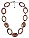 Sterling Silver Open Carnelian Oval Link Necklace with Fire Opal Beads, 18-20"