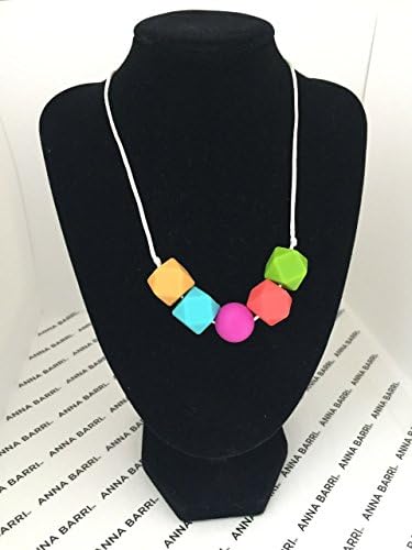 ANNA BARRI Designer, Chewable Silicone Baby Teething Necklace for Moms to wear / Nursing Necklace / Teething Relief and Gum Massage / Baby Shower Gift / Teething Beads / Teether Toy / Teething Baby