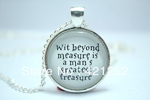 ArtShop Fashion Jewelry Ravenclaw 'Wit Beyond Measure' Harry Potter Quote Necklace Pendant Art Jewelry Glass Cabochon Necklace Christmas gift