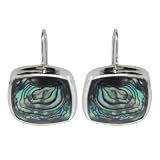 Sterling Silver Abalone Inlay Square Drop Earrings