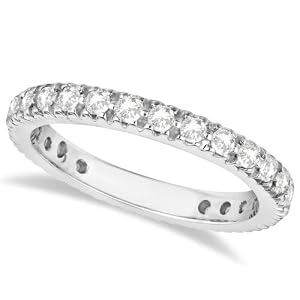 SI1-2 Clarity G-H Color Diamond Eternity Ring Band For Women 14K White Gold (0.75ct)