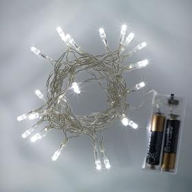 Battery LED Fairy Lights WHITE 20 Bulbs - Static