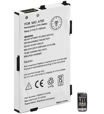 Goobay 79826 Ersatzakku f&uuml;r Mitac mio A700 mio A701 mio A710 (1320mAh) Preisvergleich