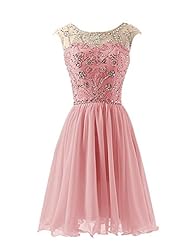 Cap Sleeves Chiffon Short Evening Dress/Homecoming Dress/Bridesmaid Dress/Prom Dress/Party Dress 