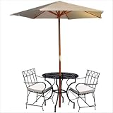 Bundle-62 Iron Dining Set w Easy to Assemble Round Umbrella Table (9 Pieces)