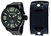 Nemesis #ST040Y Men's Black IP Russian Diver Watch with Changeable Black Premium Wide Leather Strap