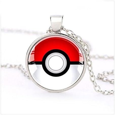 Silver Anime Pokemon Pokeball Jewelry Glass Dome Pendant Necklace