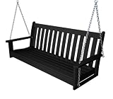60 Recycled Earth-Friendly Tuscan Veranda Outdoor Patio Chain Swing - Black