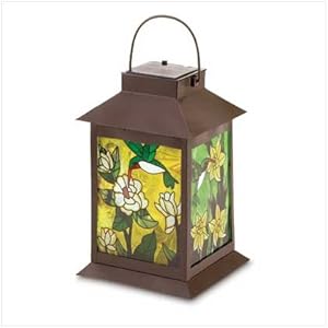 Stained Glass Light Solar Powered Floral Garden Lantern [kitchen]