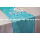 Perfectmaze 12" x 108" (Inch) Organza Table Runner for Wedding, Party, Engagements, Formal Events Table Decoration_Teal