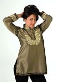 Henna Art silk Kurti / Tunic with thread embroidery and sequence work