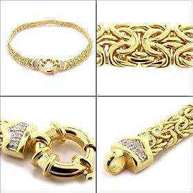 Diamond Accent Byzantine Anklet 14K Yellow Gold by 