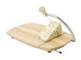 T&G Scimitar Cheese Board in Natural Hevea Wood with Wire Cutter