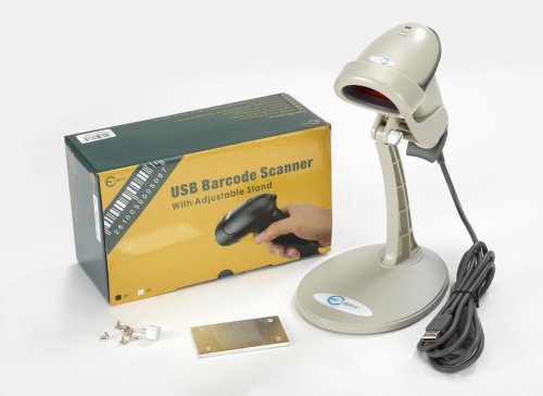 Esky® USB Automatic Barcode Scanner Scanning Barcode Bar-code Reader with Hands Free Adjustable Stand (White) On Sale