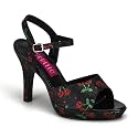 Sexy Rockabilly 4 Inch High Heel Shoe Black Glitter Cherries Platform Sandal