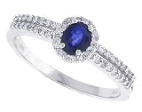 0.44ct Genuine Diamond Sapphire Ring in 14kt White Gold