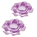 2 Pc Glass Rose Votive Holders - Lilac