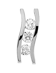 14K White Gold Diamond Three-Stone Pendant - 0.75 Ct. -- LIFETIME WARRANTY