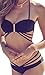 Benry Women's Strappy Push Up Padded Bikini Set