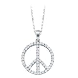 14K White Gold 3/4 ct. "Pease Sign" Diamond Pendant with Chain 14K White Gold 3/4 ct. "Pease Sign" Diamond Pendant with Chain