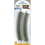 Bachmann Trains Snap-Fit E-Z Track Nickel Silver Reversing 18 Radius Curved Track (4 card) by Bachmann