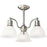 Progress Lighting P3663-09 3-Light Semi-Flush Close-To-Ceiling Fixture with White Etched Glass, Brushed Nickel