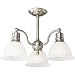Progress Lighting P3663-09 3-Light Semi-Flush Close-To-Ceiling Fixture with White Etched Glass, Brus